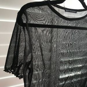 Brandy Melville glitter black mesh top